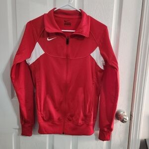 Nike red zip up lightweight jacket athleisure streetwear womans small